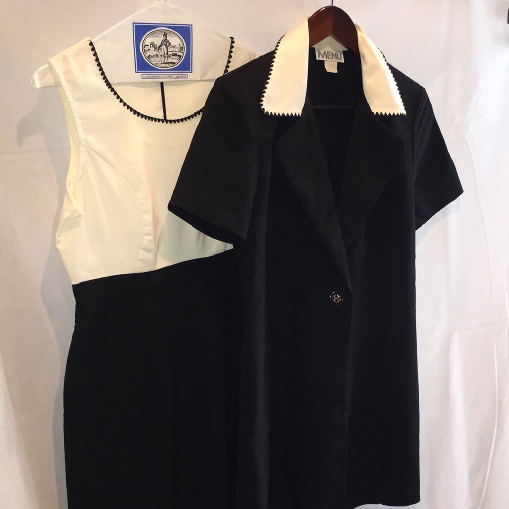 MENU Black & White 2-Piece Dress + Jacket Set | Size 6 | Made in USA